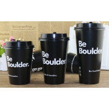 Black Custom Disposable Paper Cup for Hot/Cold Beverage Hot/Cold Coffee Hot/Cold Drink with Lid